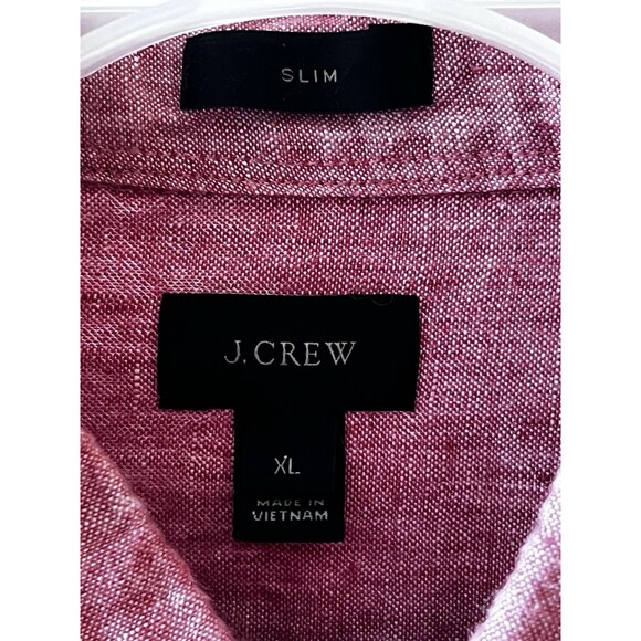 J Crew Shirt Mens XL Linen Slim Fit Baird McNutt Irish Button Down Casual Red - Picture 2 of 11